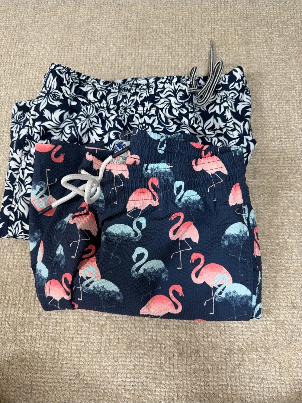 2 pair of Men's XXL Swim Trunks with Drawstring Waist